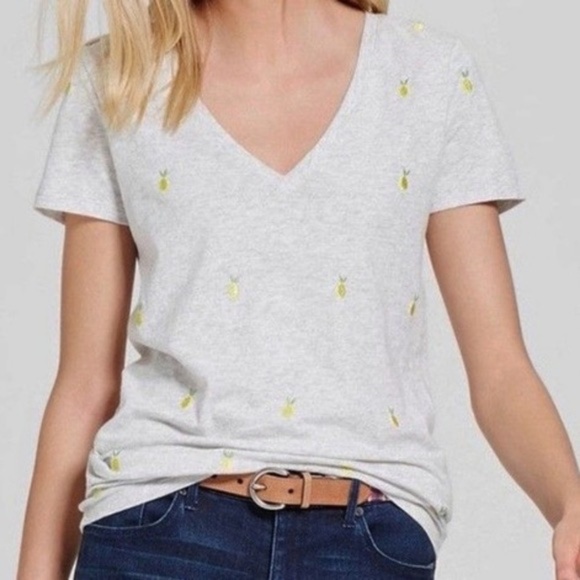 *MERONA* Gray x Pineapple Short Sleeve Shirt Sz M - Picture 2 of 8